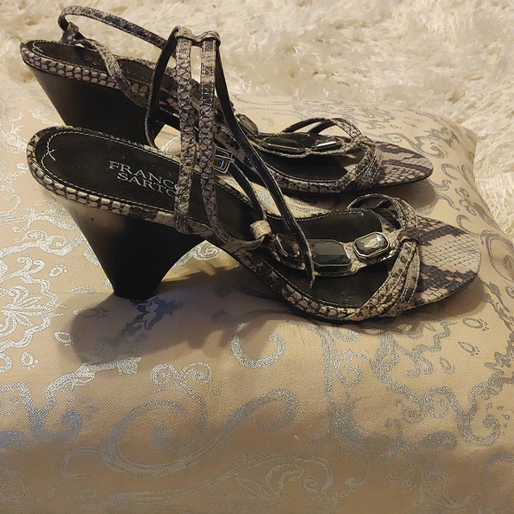 Snakeskin Triangle Heeled Sandal - Picture 3 of 8